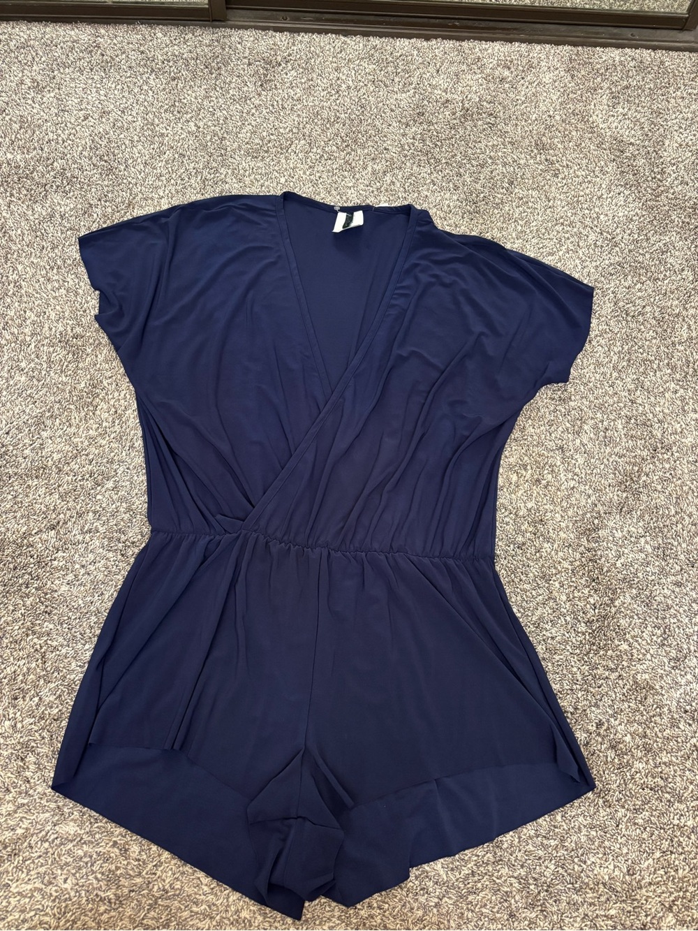 Aqua Green women’s swim Romper cover up blue Sz Large